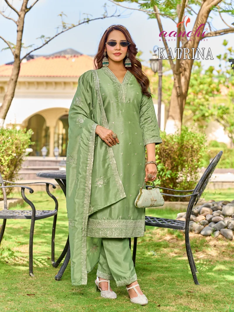 Katrina By Aanchi Crystal Silk Kurti With Bottom Dupatta 